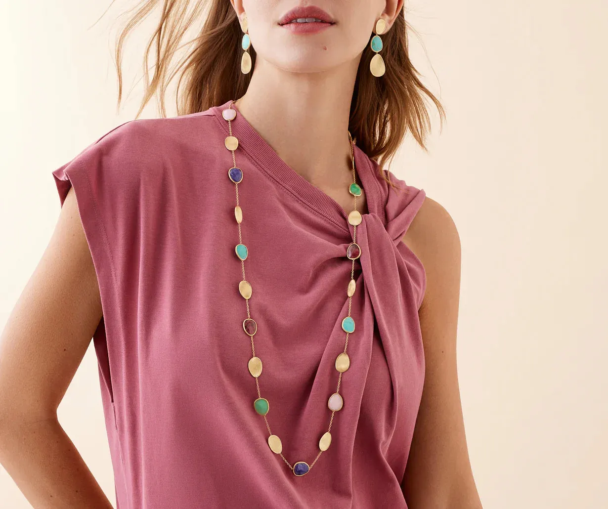 Marco Bicego Lunaria Colour 18ct Yellow Gold Mixed Gemstone Necklace