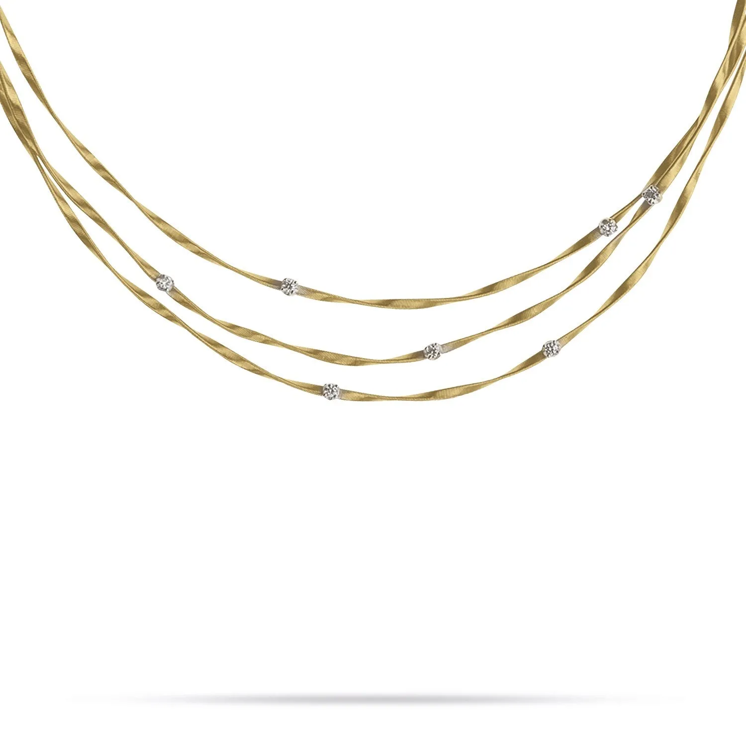 Marco Bicego Marrakech 18ct Yellow Gold 0.35ct Three-Strand Necklace