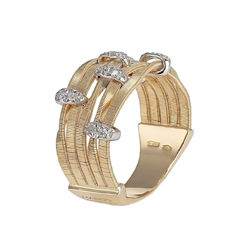 Marco Bicego Marrakech Onde 18ct Yellow Gold Diamond Five Strand Ring