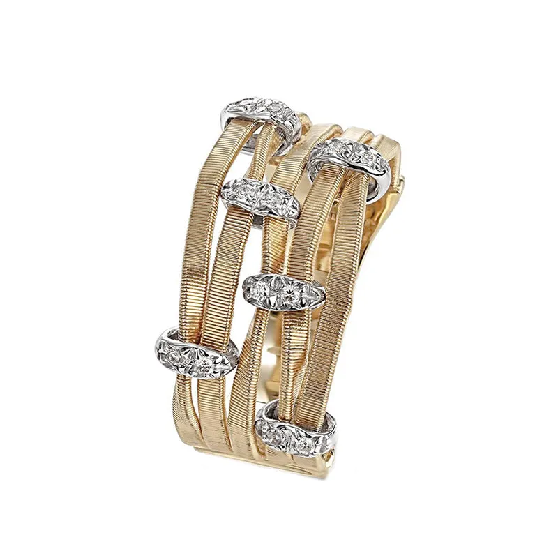 Marco Bicego Marrakech Onde 18ct Yellow Gold Diamond Five Strand Ring