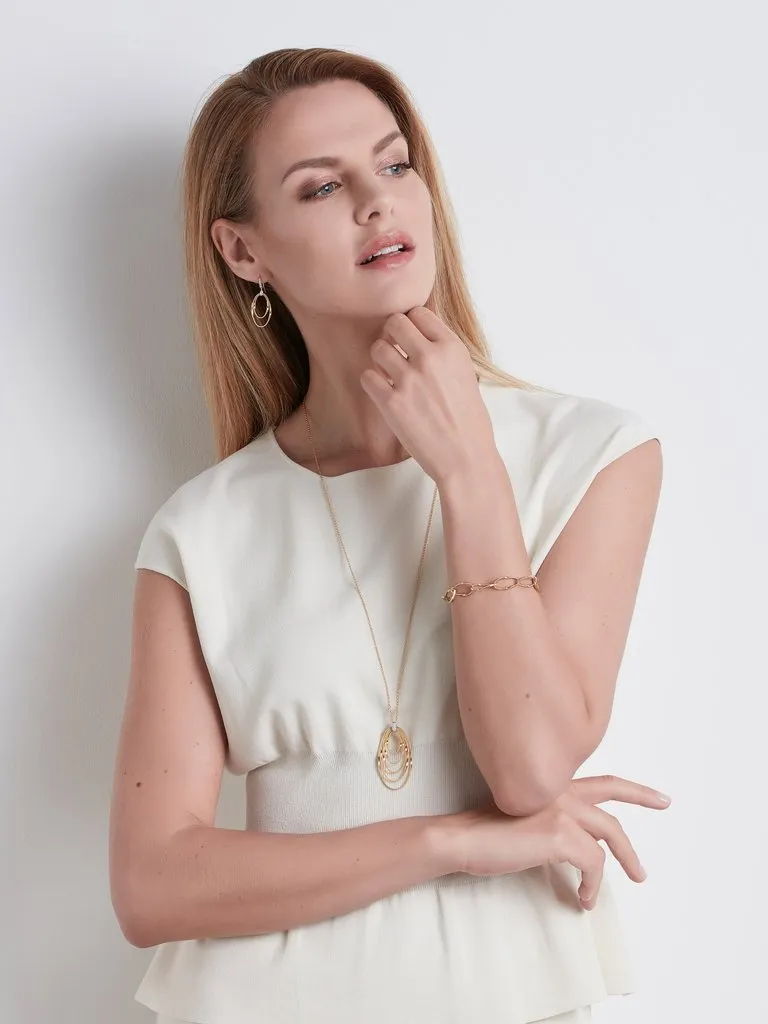 Marco Bicego Marrakech Onde 18ct Yellow Gold Diamond Pendant Long Necklace