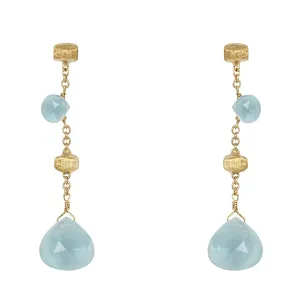 Marco Bicego Paradise 18ct Yellow Gold Aquamarine Drop Earrings