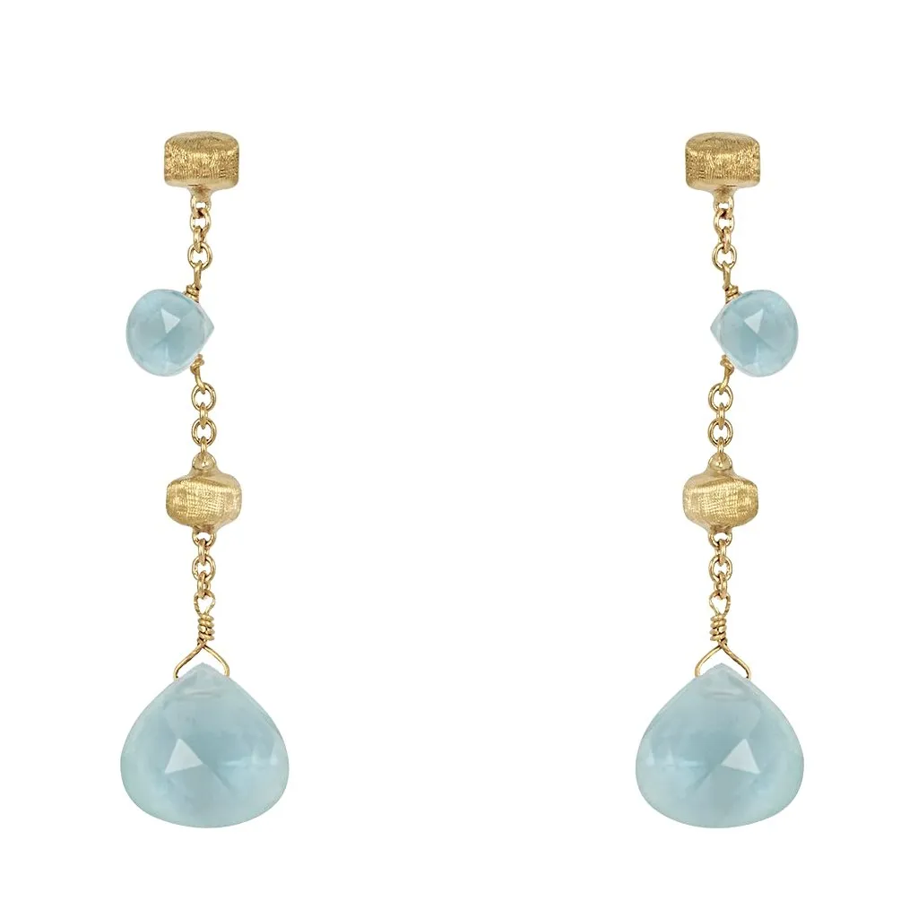 Marco Bicego Paradise 18ct Yellow Gold Aquamarine Drop Earrings