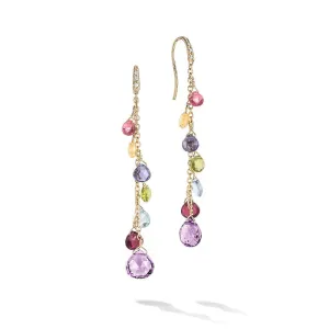 Marco Bicego Paradise 18ct Yellow Gold Diamond Multicolour Gemstone Drop Earrings
