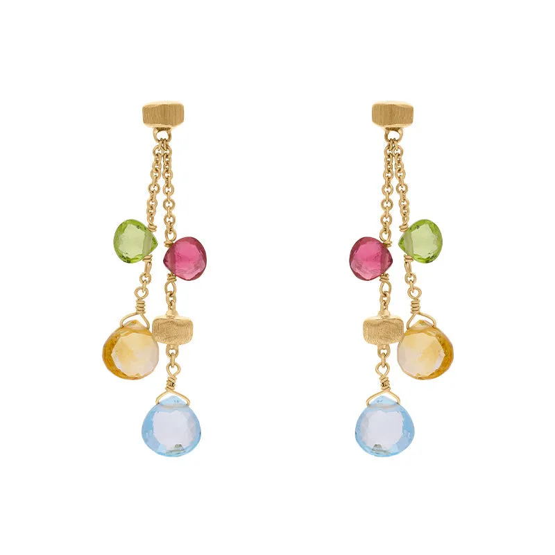 Marco Bicego Paradise 18ct Yellow Gold Mixed Stone Two Strand Drop Earrings