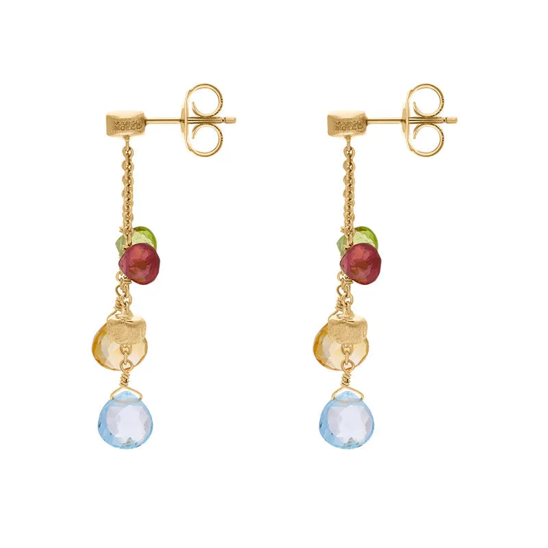 Marco Bicego Paradise 18ct Yellow Gold Mixed Stone Two Strand Drop Earrings