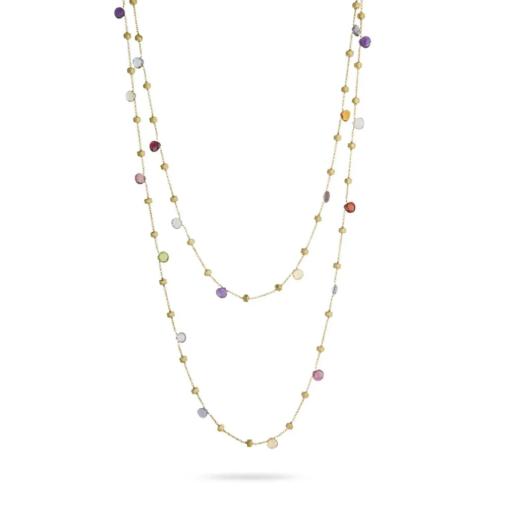 Marco Bicego Paradise 18ct Yellow Gold Multicolour Gemstone Long Necklace