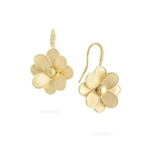 Marco Bicego Petali 18ct Yellow Gold 0.21ct Diamond Flower Hook Earrings