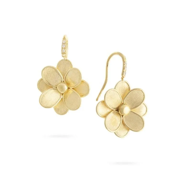 Marco Bicego Petali 18ct Yellow Gold 0.21ct Diamond Flower Hook Earrings