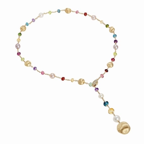 Marco Bicego Africa 18ct Yellow Gold 0.10ct Diamond Mixed Stone Necklet