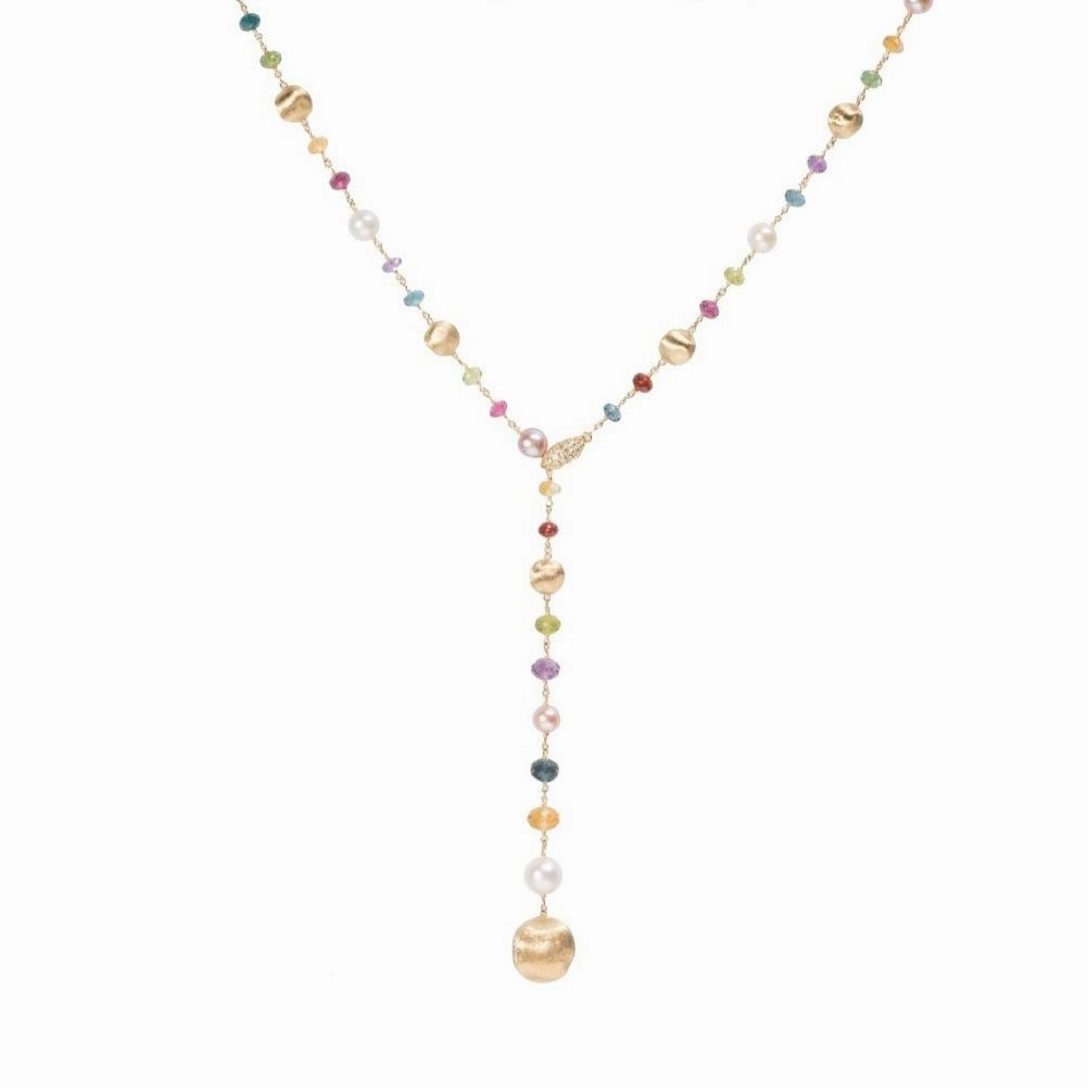 Marco Bicego Africa 18ct Yellow Gold 0.10ct Diamond Mixed Stone Necklet