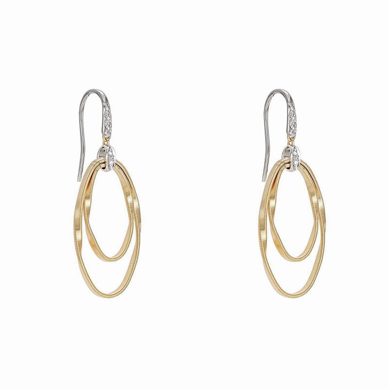 Marco Bicego Marrakech Onde 18ct Yellow Gold Diamond Drop Hook Earrings