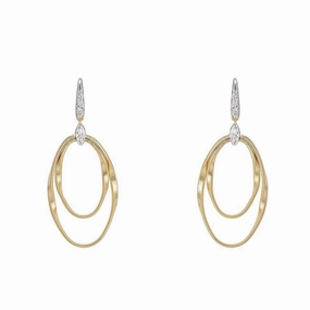 Marco Bicego Marrakech Onde 18ct Yellow Gold Diamond Drop Hook Earrings