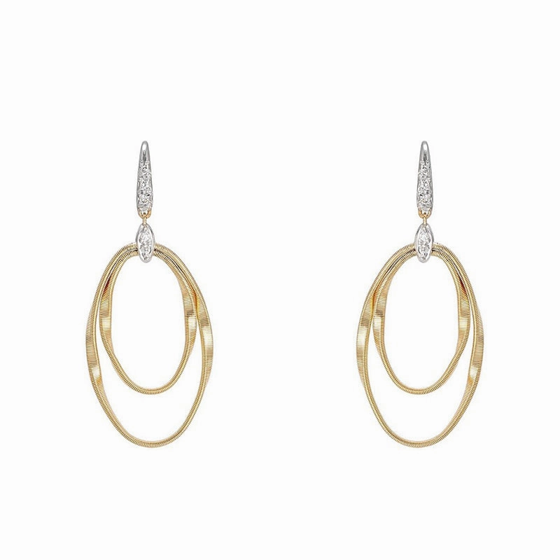 Marco Bicego Marrakech Onde 18ct Yellow Gold Diamond Drop Hook Earrings