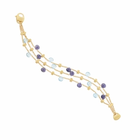Marco Bicego Paradise 18ct Yellow Gold Iolite Topaz Three Strand Bracelet D