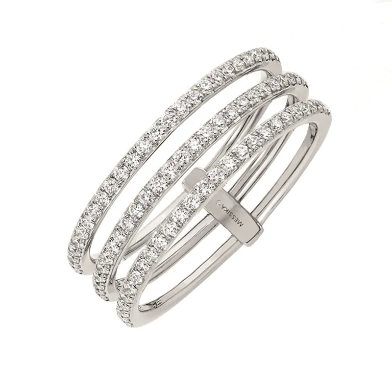 Messika Gatsby 18ct White Gold 0.41ct Diamond Three Row Ring D