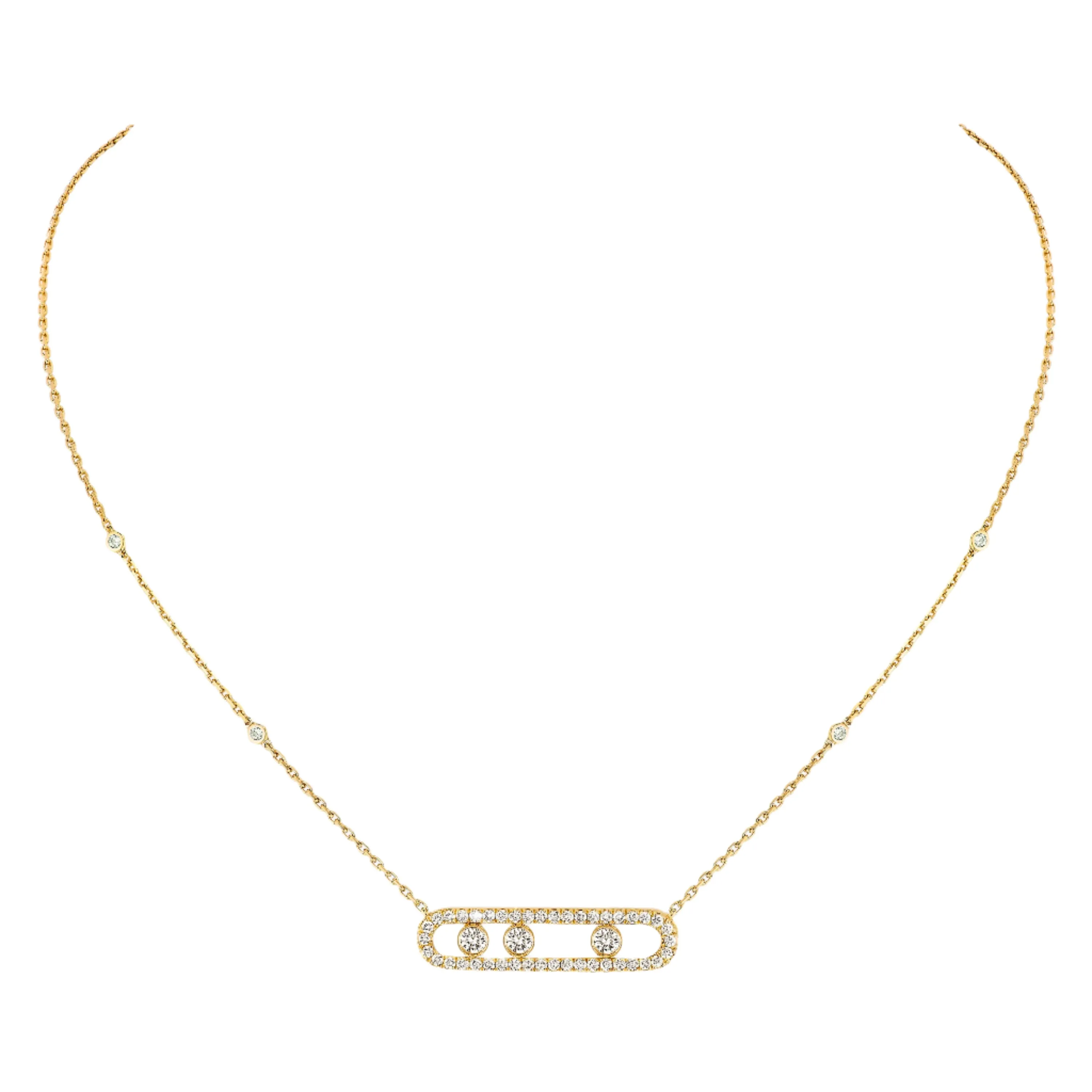 Messika Move 18ct Yellow Gold 0.65ct Diamond Pave Necklace
