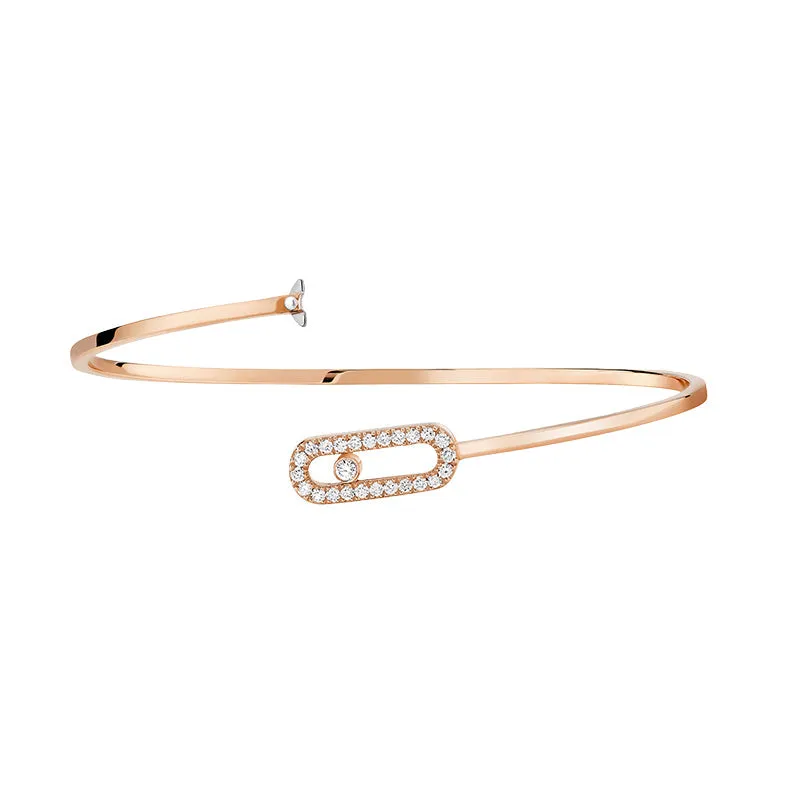 Messika Move Uno 18ct Rose Gold 0.18ct Diamond Pave Flex Bangle