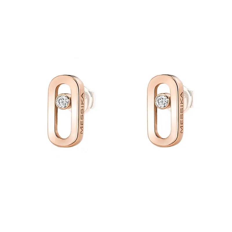 Messika Move Uno Plain 18ct Rose Gold Diamond Stud Earrings