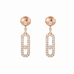 Messika Move Uno 18ct Rose Gold Diamond Stud Drop Earrings