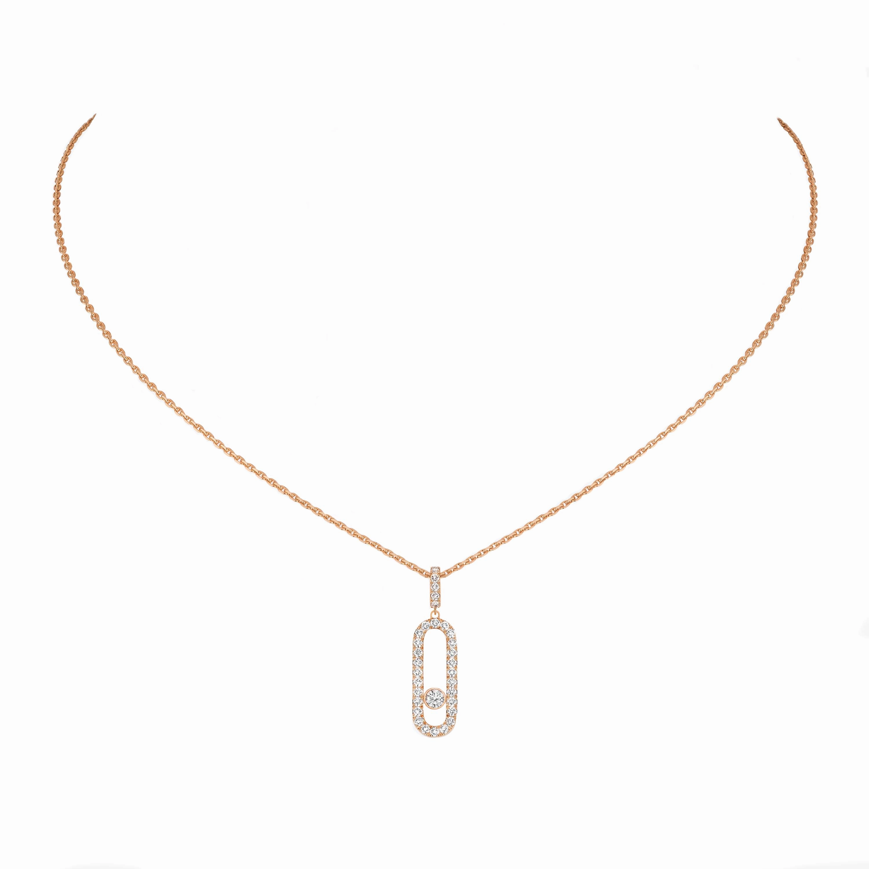 Messika Move Uno Pave 18ct Rose Gold Diamond Necklace
