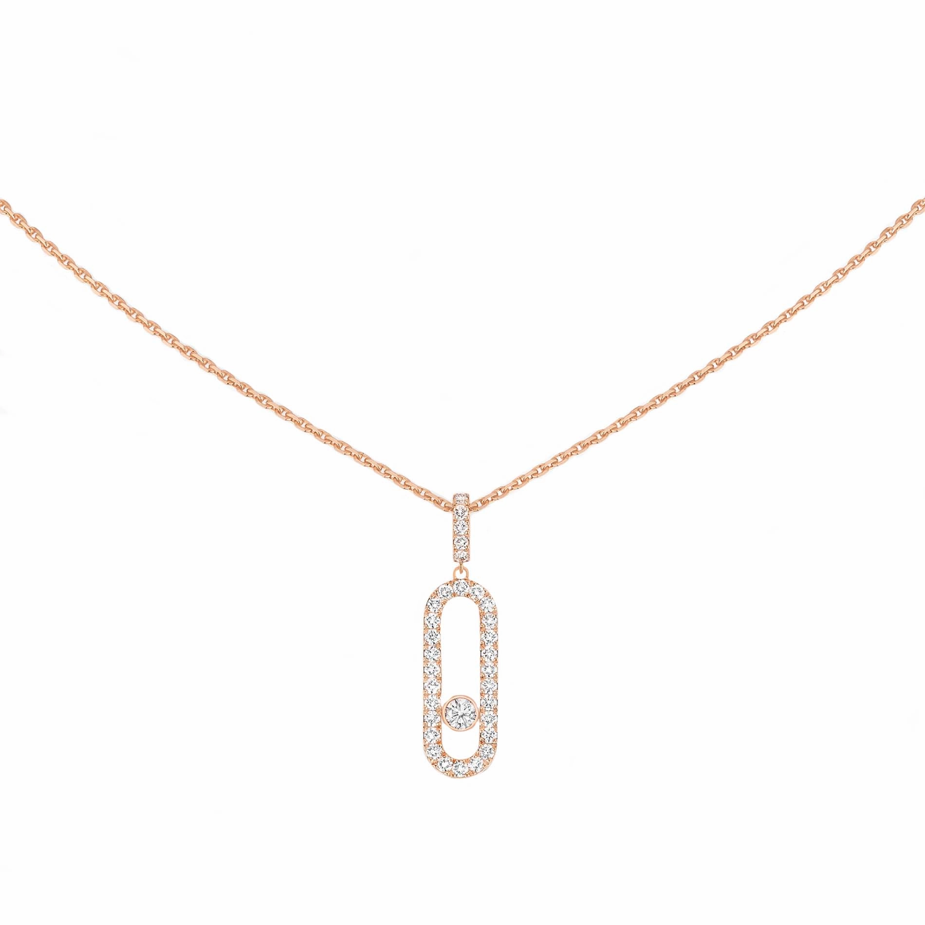 Messika Move Uno Pave 18ct Rose Gold Diamond Necklace