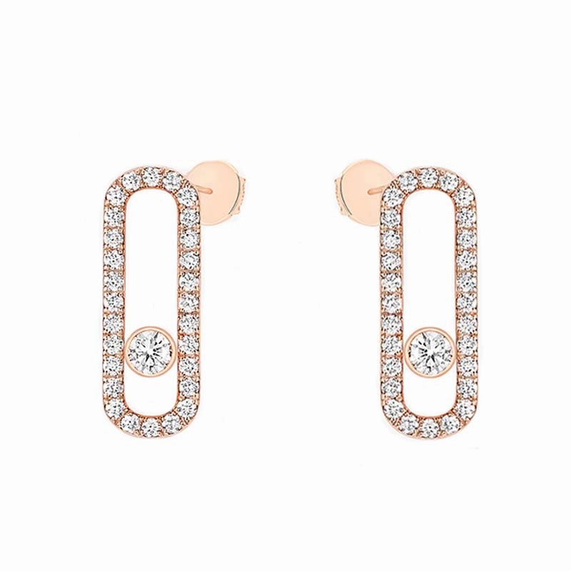 Messika Move Uno Pave-Set 18ct Rose Gold Diamond Earrings