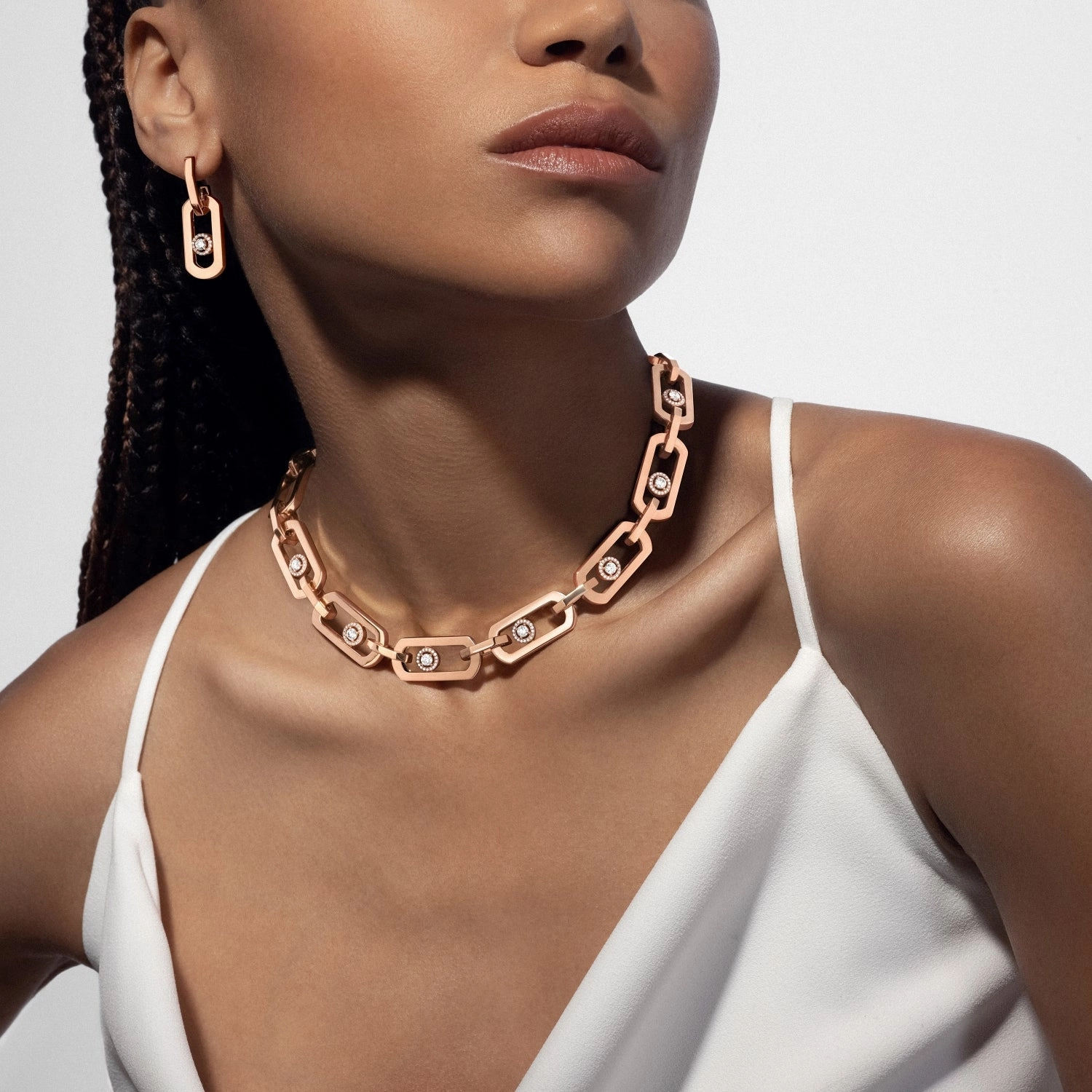 Messika So Move 18ct Rose Gold 0.37ct Diamond Pendant Earrings