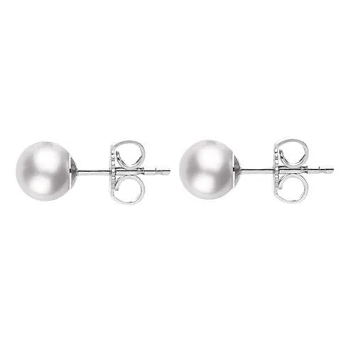 Mikimoto 18ct White Gold 6.5mm White Grade AA Pearl Stud Earrings