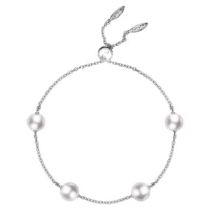 Mikimoto 18ct White Gold 7mm White Akoya Pearl Diamond Bracelet