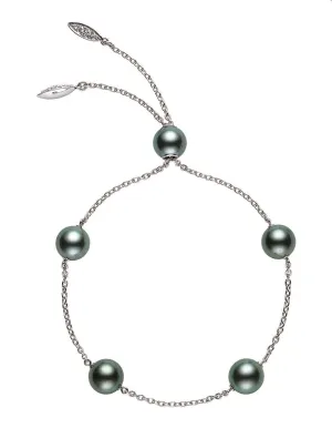 Mikimoto 18ct White Gold 8-8.5mm Black Akoya Pearl Adjustable Bracelet