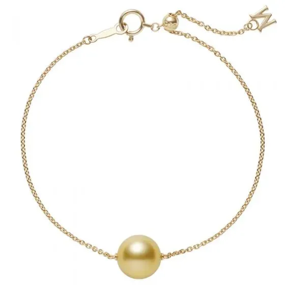 Mikimoto 18ct Yellow Gold 10mm Gold South Sea Pearl Adjustable Chain Bracelet