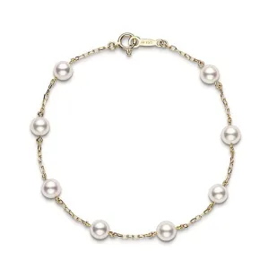 Mikimoto 18ct Yellow Gold 5.5mm White Akoya Pearl Bracelet