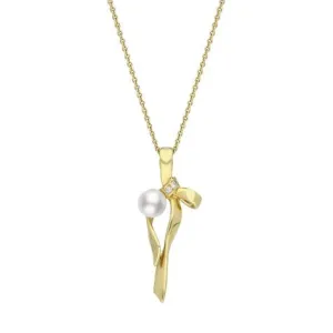 Mikimoto 18ct Yellow Gold White Akoya Pearl Bow Necklace