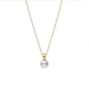 Mikimoto Classic 18ct Yellow Gold White Akoya Pearl Necklace
