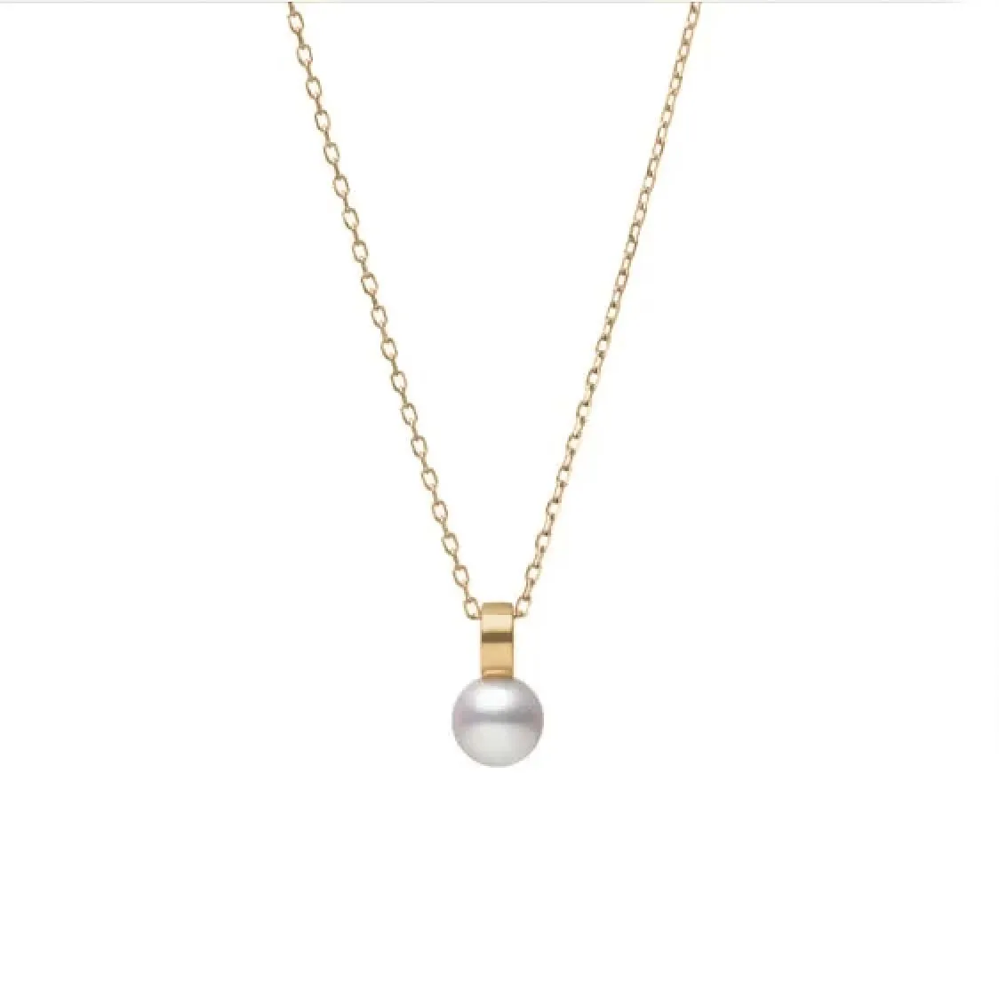 Mikimoto Classic 18ct Yellow Gold White Akoya Pearl Necklace
