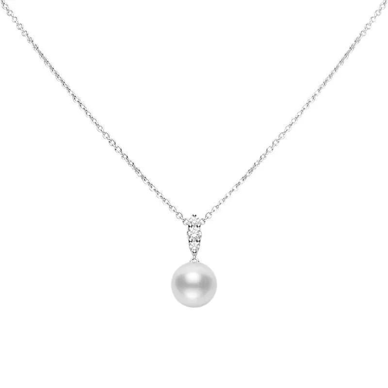 Mikimoto Morning Dew 18ct White Gold Diamond White South Sea Pearl Pendant
