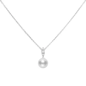 Mikimoto Morning Dew 18ct White Gold Diamond White South Sea Pearl Pendant