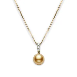 Mikimoto Morning Dew 18ct Yellow Gold Diamond Golden South Sea Pearl Pendant