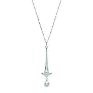 Mikimoto Necklace Vintage Long Sword Drop Pearl 18ct White Gold