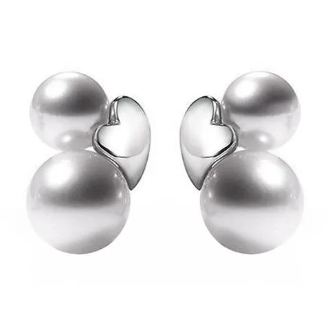 Mikimoto Precious Heart 18ct White Gold White Akoya Pearl Earrings