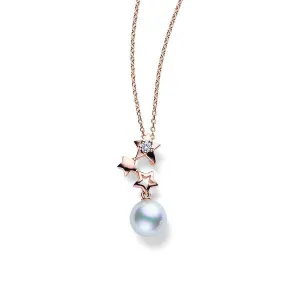 Mikimoto Starry Night 18ct Rose Gold Diamond Pearl Necklace