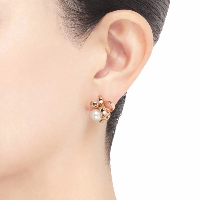 Mikimoto Jeux de Rubans 18ct Rose Gold Akoya Pearl Earrings
