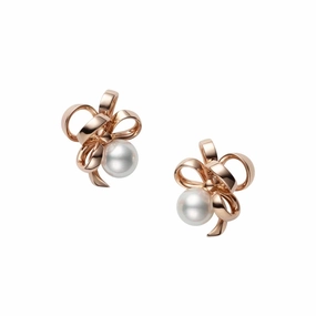Mikimoto Jeux de Rubans 18ct Rose Gold Akoya Pearl Earrings