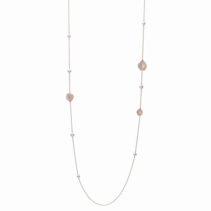 Mikimoto Les Petales Place Vendome Rose Gold Pearl Diamond Sautoir Necklace