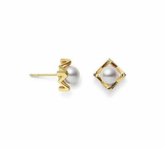 Mikimoto M Collection 18ct Yellow Gold White Akoya Pearl Stud Earrings