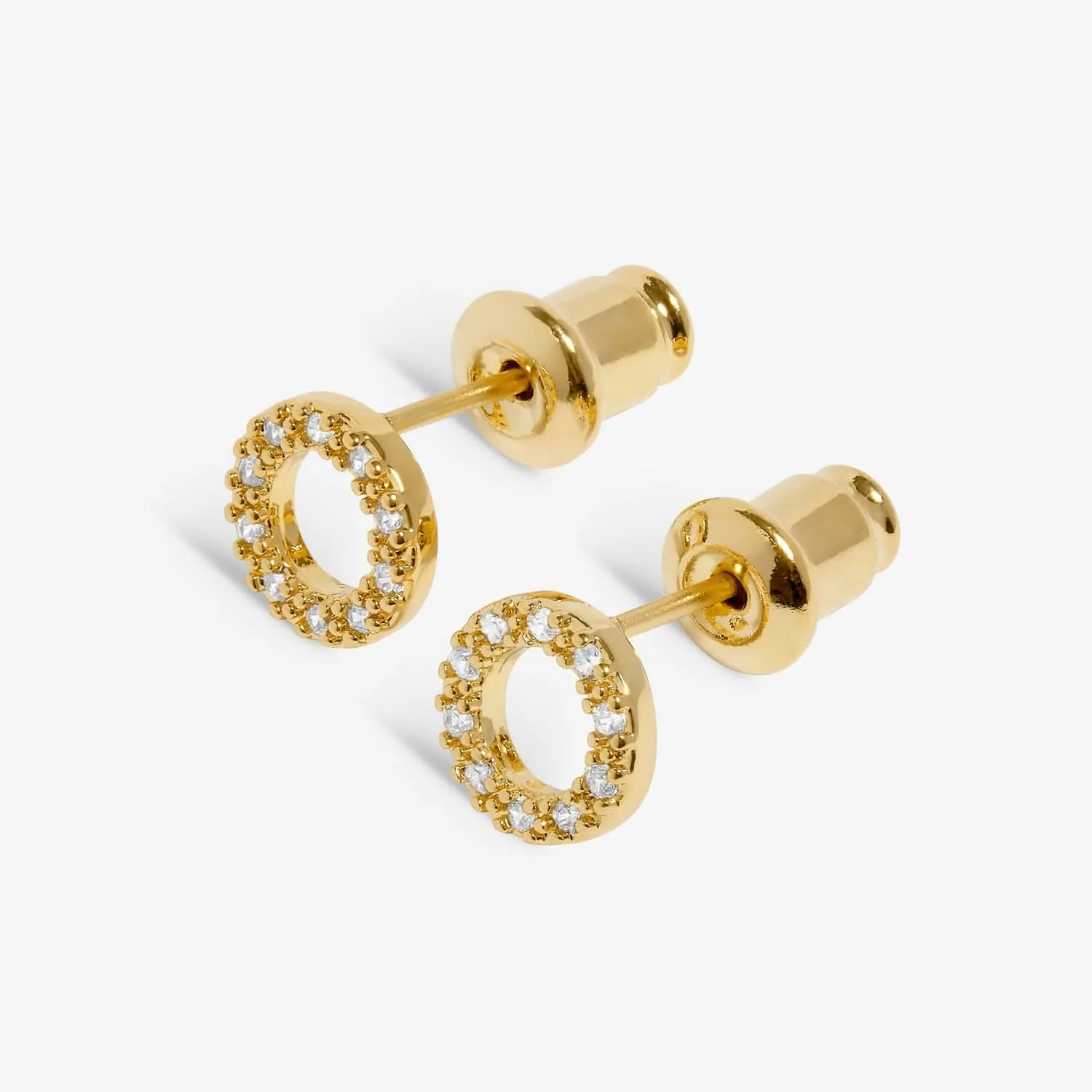 Mini Charms Pave Circle Gold Plated Earrings 7648