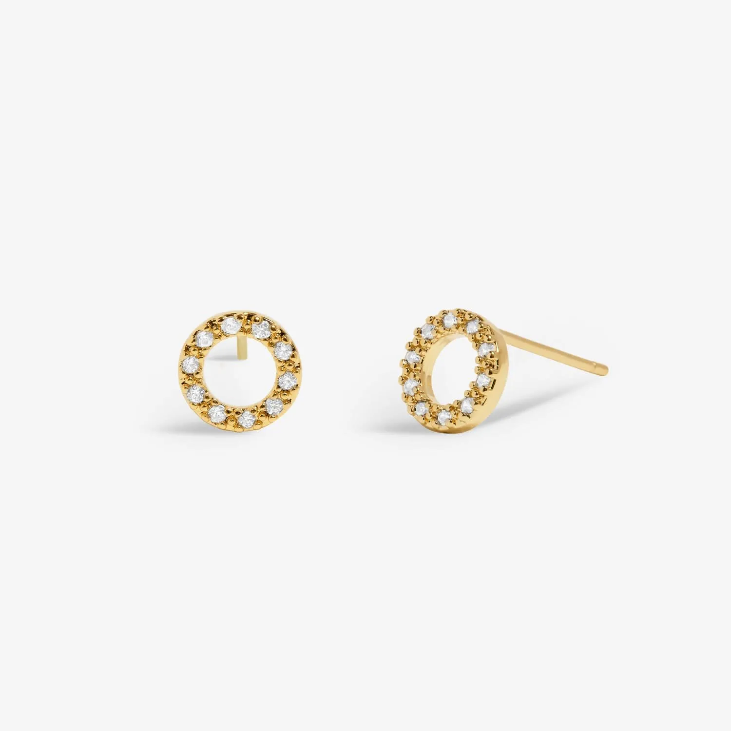 Mini Charms Pave Circle Gold Plated Earrings 7648