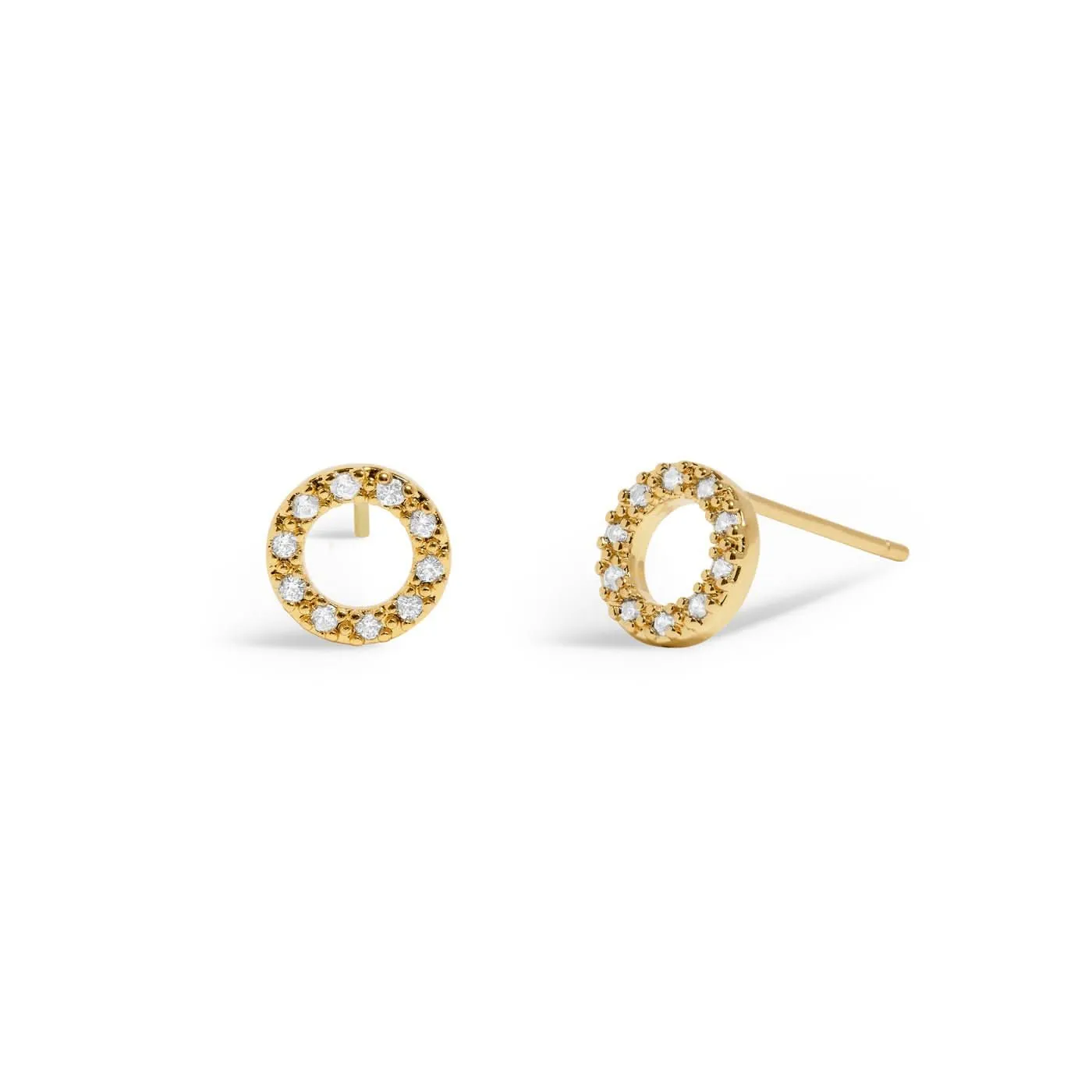 Mini Charms Pave Circle Gold Plated Earrings 7648