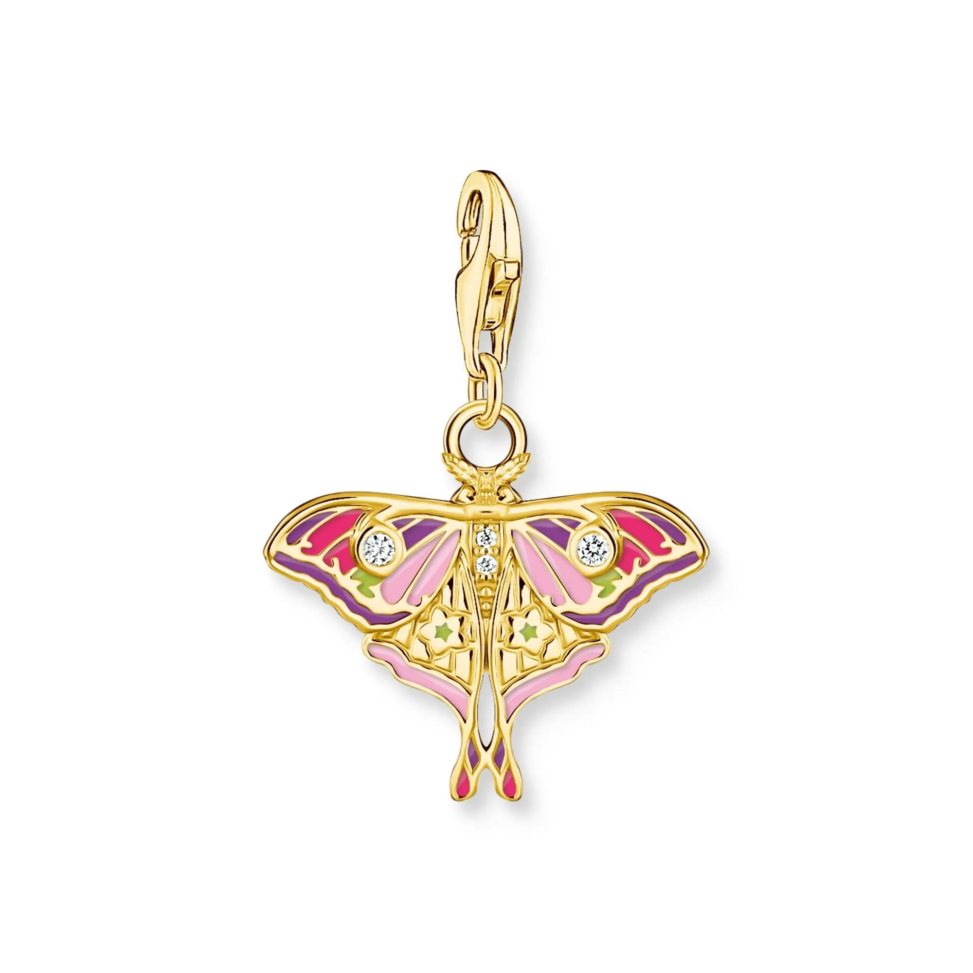 Moth Colourful Gold Charm